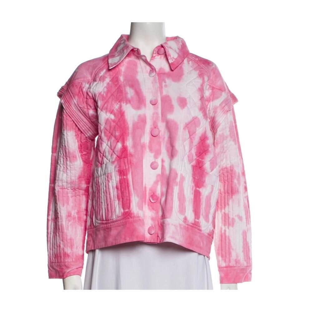 New LOVESHACKFANCY 'Adelade' Quilted Jacket in Hibiscus, XS
